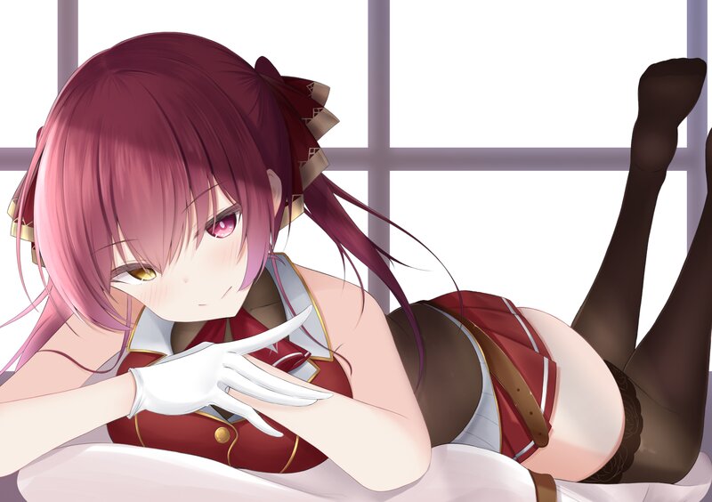 Pink-haired Anime Girl — Red, Calm, Afternoon, Gloves