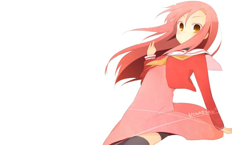 Pink-haired Anime Girl — Red, Calm, Long Hair