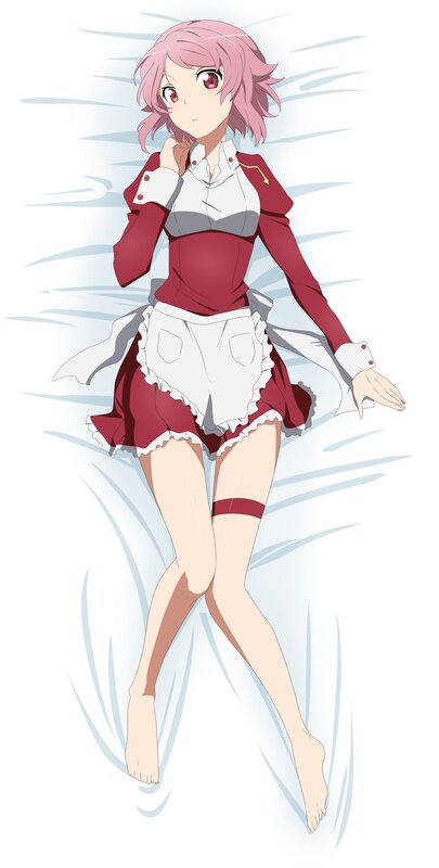 Pink-haired Anime Girl — Red, Calm, Maid Outfit