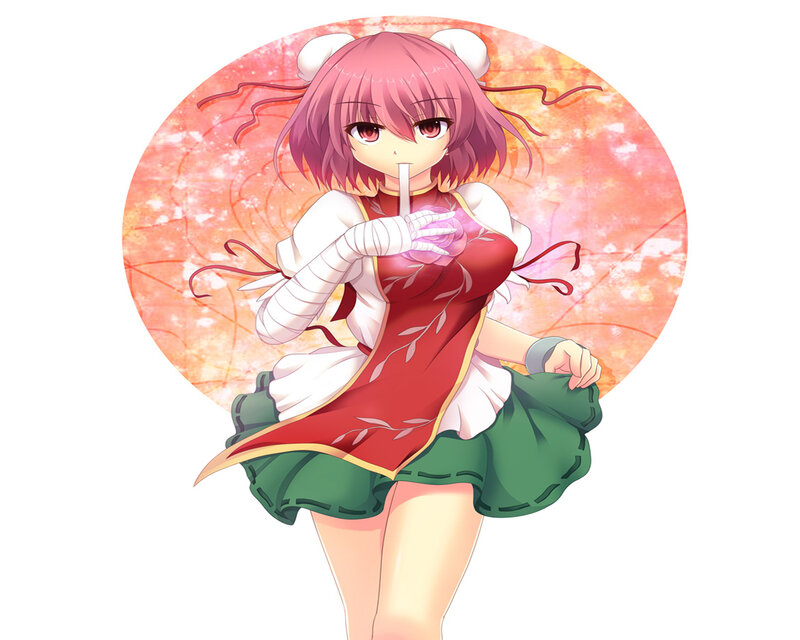 Pink-haired Anime Girl — Red, Calm, Straw