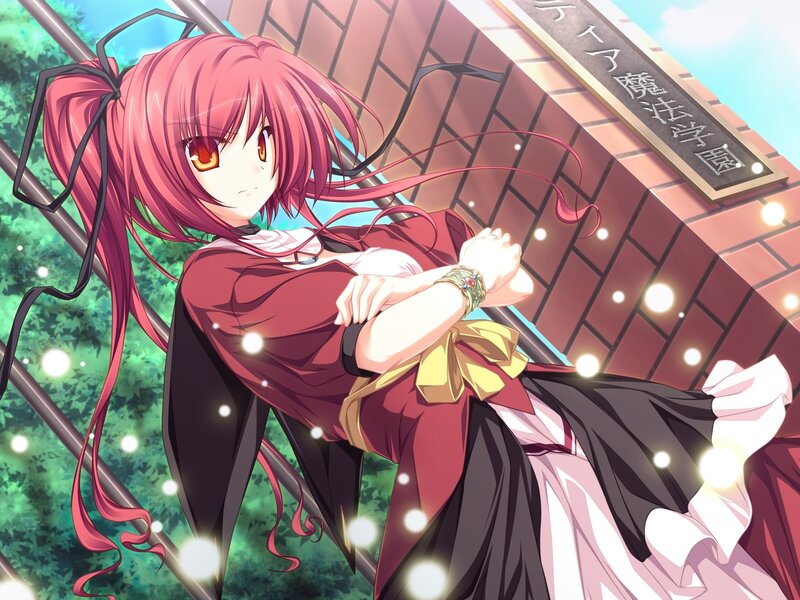 Pink-haired Anime Girl — Red, Calm