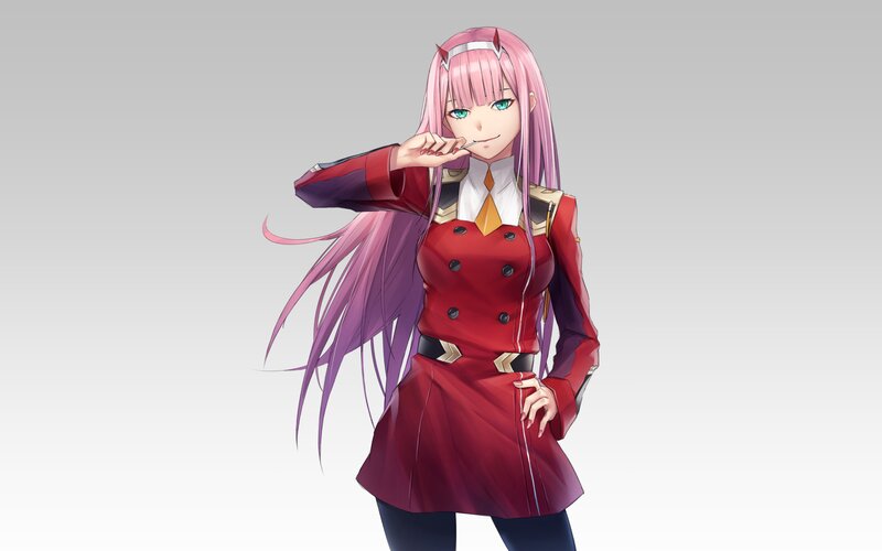 Pink-haired Anime Girl — Red, Confident, Red Coat