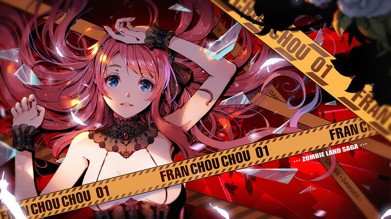 Pink-haired Anime Girl — Red, Dramatic, Caution Tape