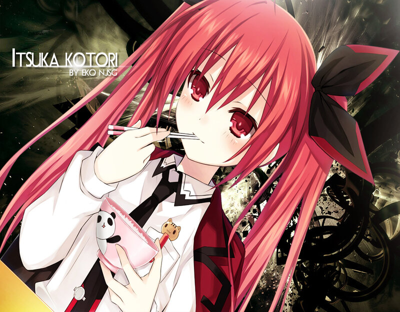 Pink-haired Anime Girl — Red, Dramatic, Chopsticks