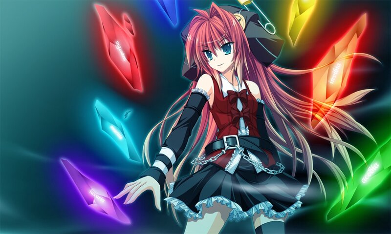 Pink-haired Anime Girl — Red, Dramatic, Crystals
