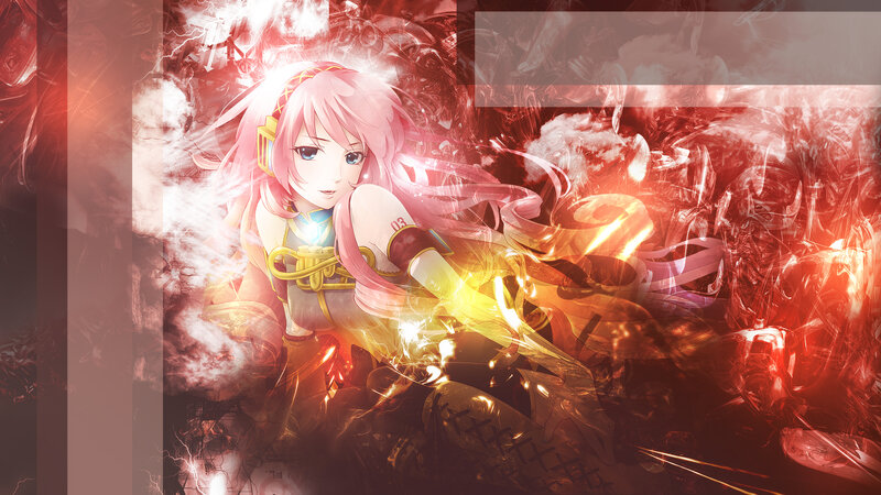 Pink-haired Anime Girl — Red, Dramatic, Digital Art, Energy Effect