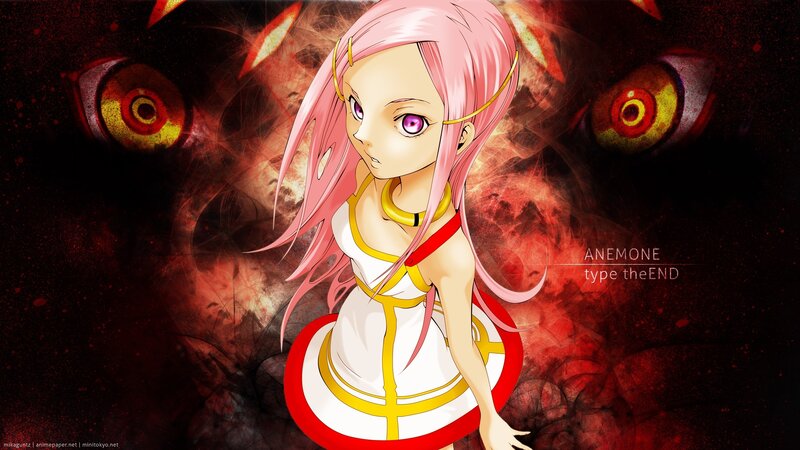Pink-haired Anime Girl — Red, Dramatic, Eyes, Flames
