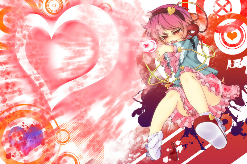 Pink-haired Anime Girl — Red, Dramatic, Heart