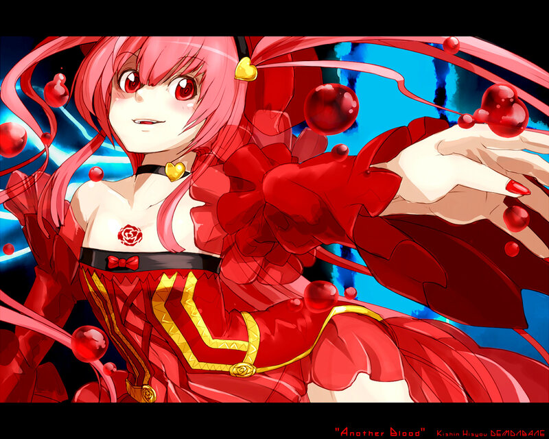 Pink-haired Anime Girl — Red, Dramatic, Red Dress