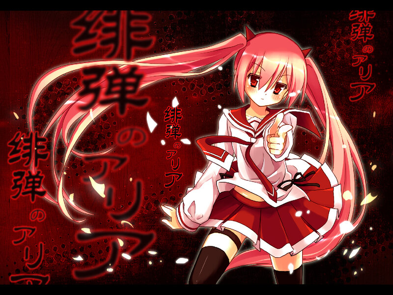 Pink-haired Anime Girl — Red, Dramatic, School Uniform, Long Hair