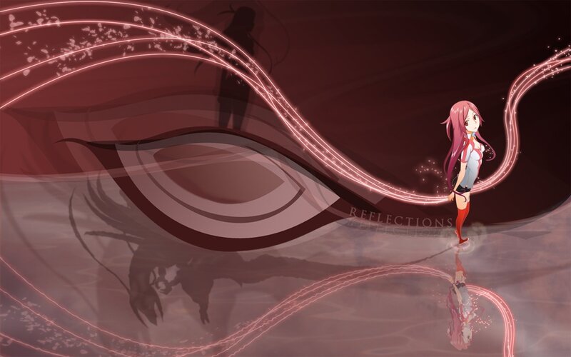 Pink-haired Anime Girl — Red, Dramatic, Silhouette