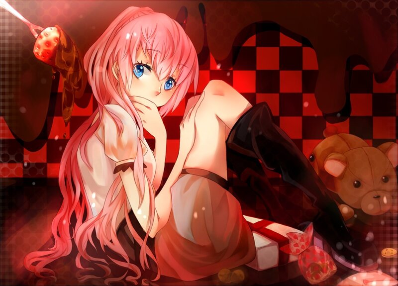 Pink-haired Anime Girl — Red, Dramatic, Strawberry