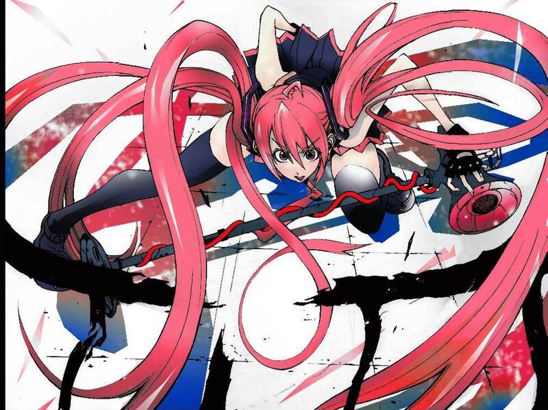 Pink-haired Anime Girl — Red, Dynamic, Intense