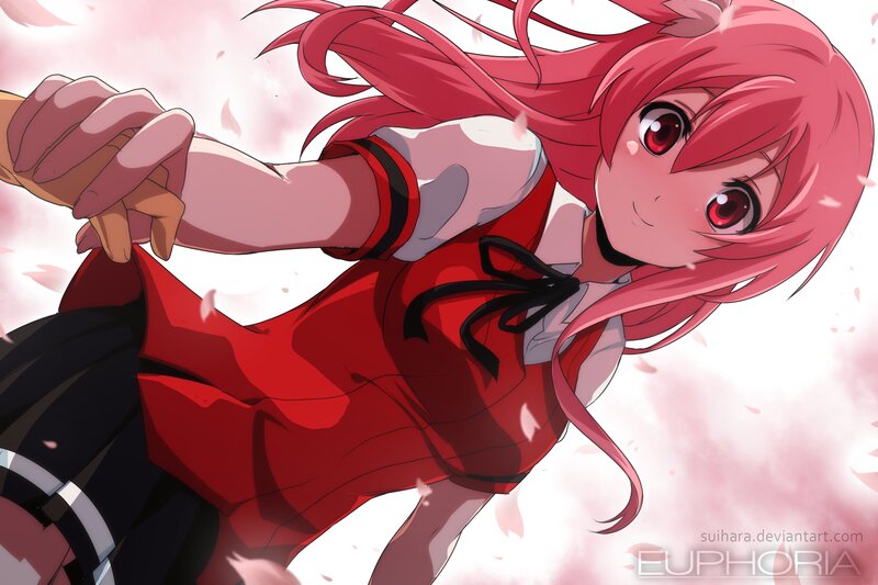 Pink-haired Anime Girl — Red, Dynamic, Spring