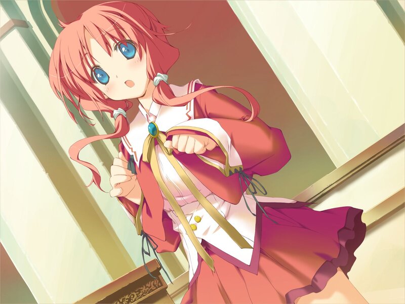 Pink-haired Anime Girl — Red, Innocent