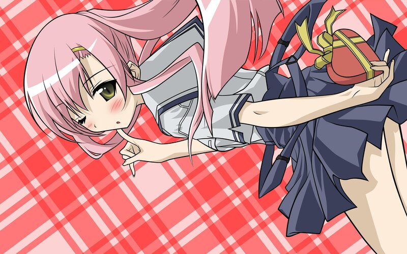 Pink-haired Anime Girl — Red, Playful, Gift Box