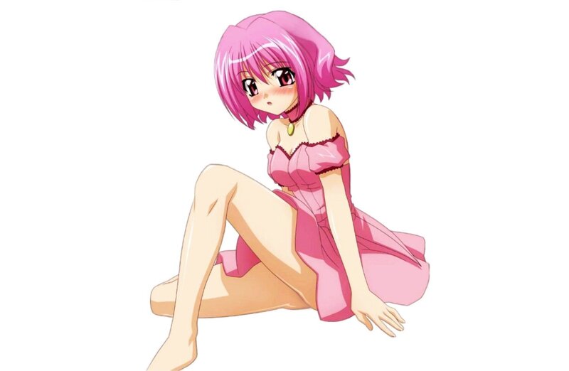 pink-haired anime girl sitting