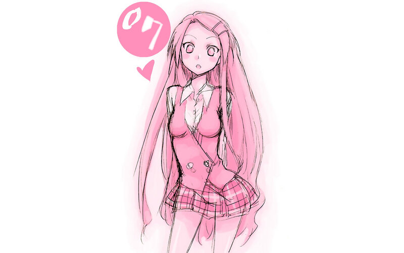 pink-haired anime girl sketch