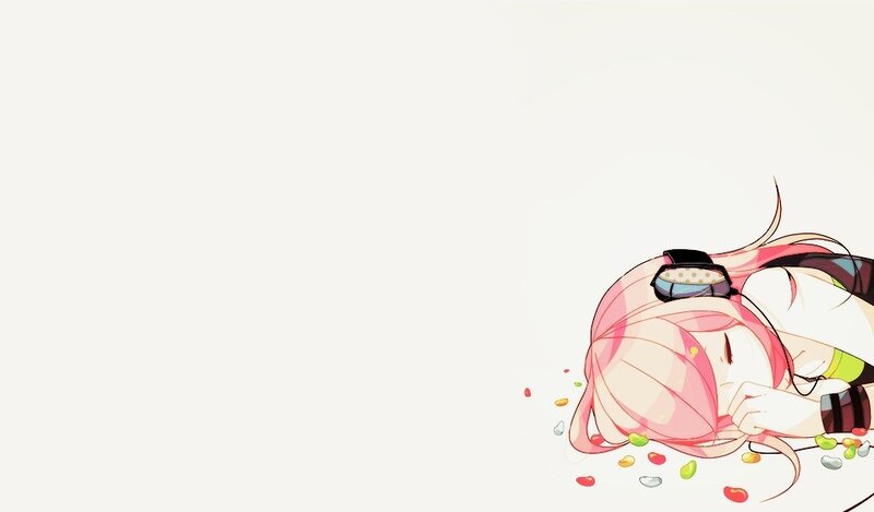 pink-haired anime girl sleeping