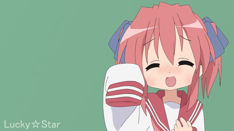 pink-haired anime girl smiling