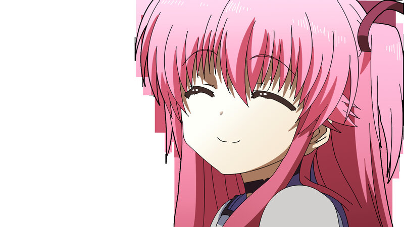 pink-haired anime girl smiling