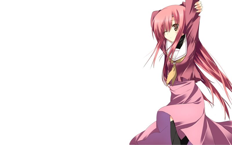 pink-haired anime girl stretching