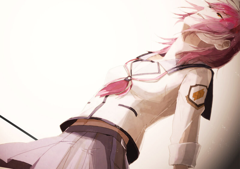 Pink-haired Anime Girl — White, Dramatic, School Uniform
