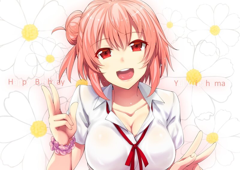 Pink-haired Anime Girl — White, Happy