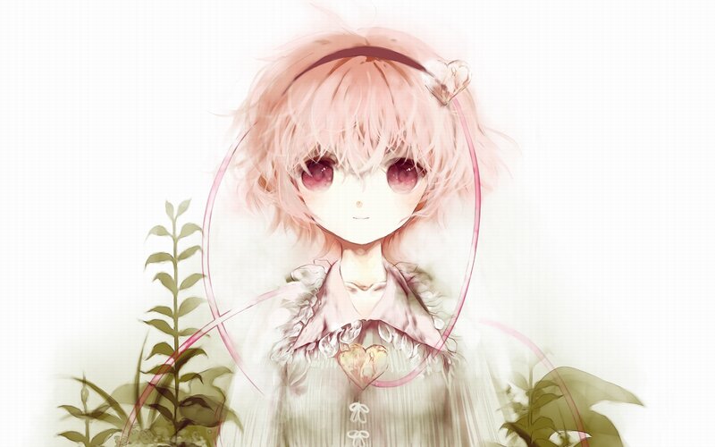 Pink-haired Anime Girl — White, Serene