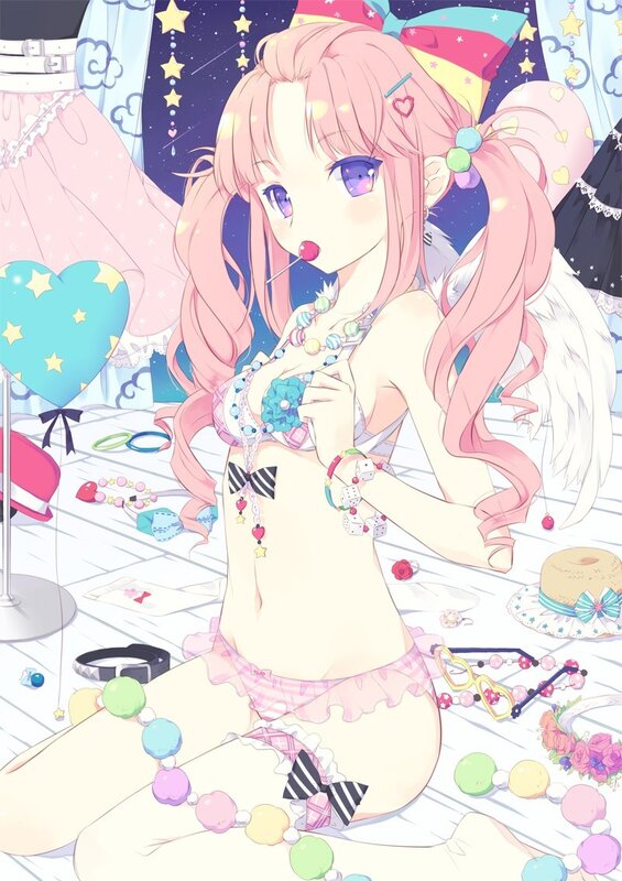 pink-haired anime girl with accessories