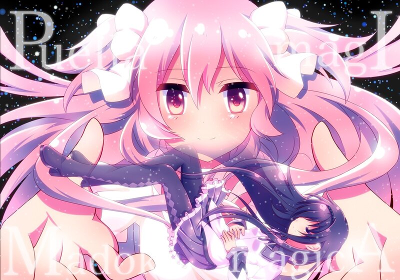 Pink-haired anime girl with another character
