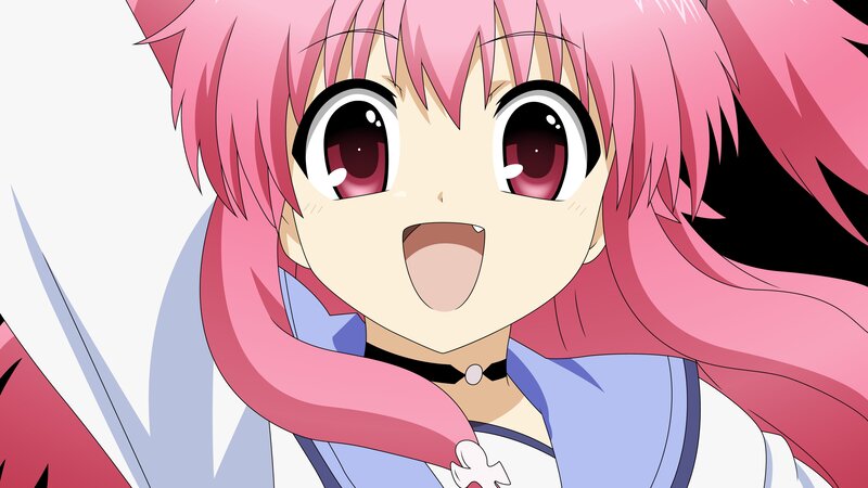 pink-haired anime girl with big eyes