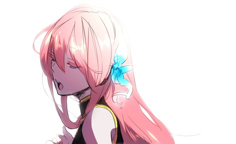 pink-haired anime girl with blue bow