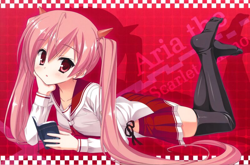 pink-haired anime girl with book