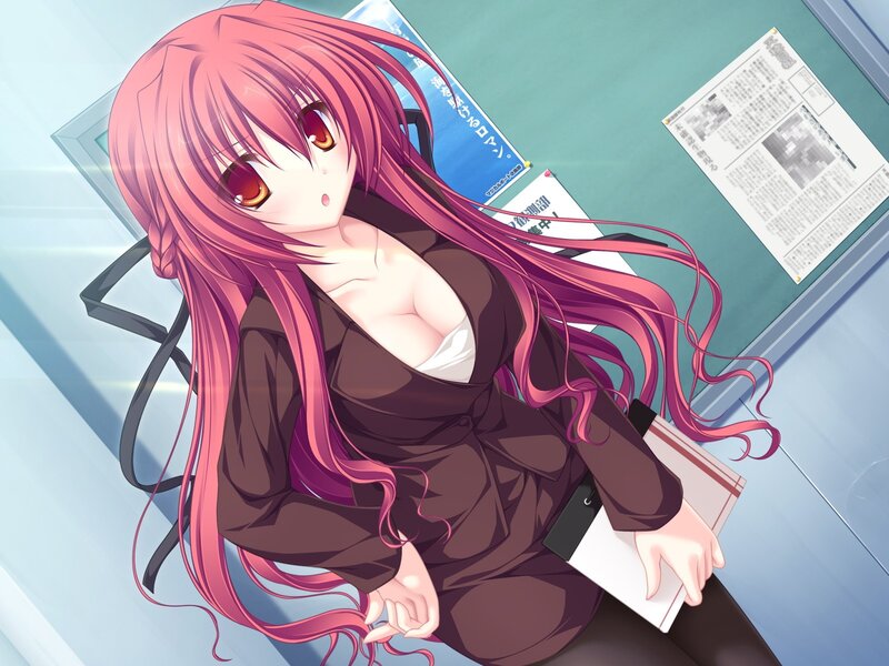 pink-haired anime girl with books