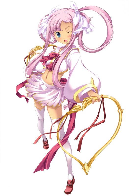pink-haired anime girl with bow