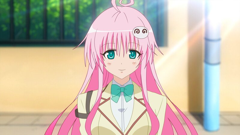 pink-haired anime girl with bow