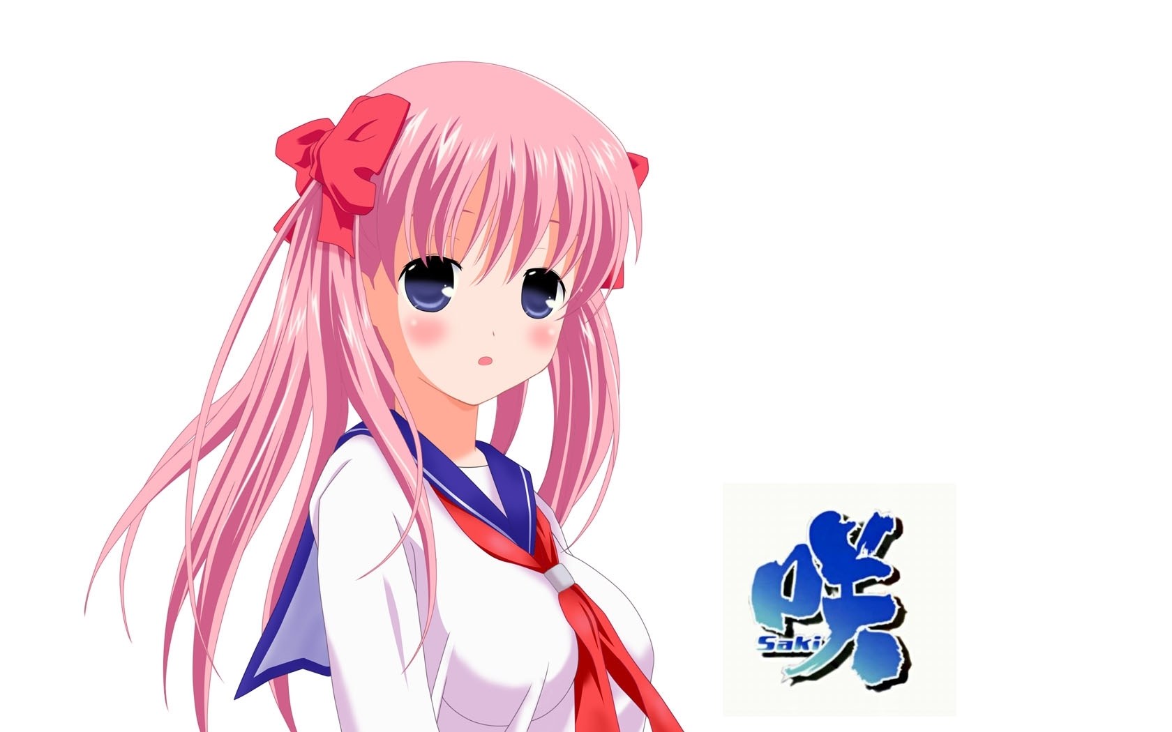 pink-haired anime girl with bow