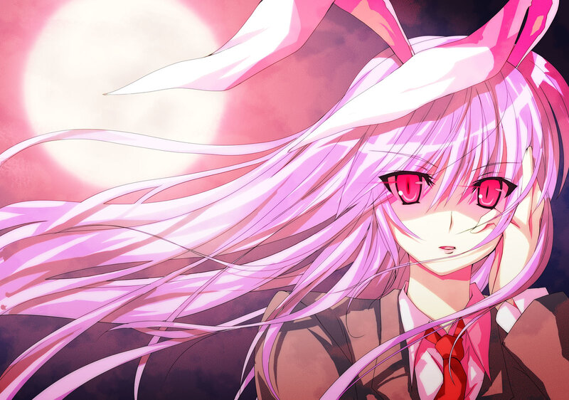 pink-haired anime girl with bunny ears