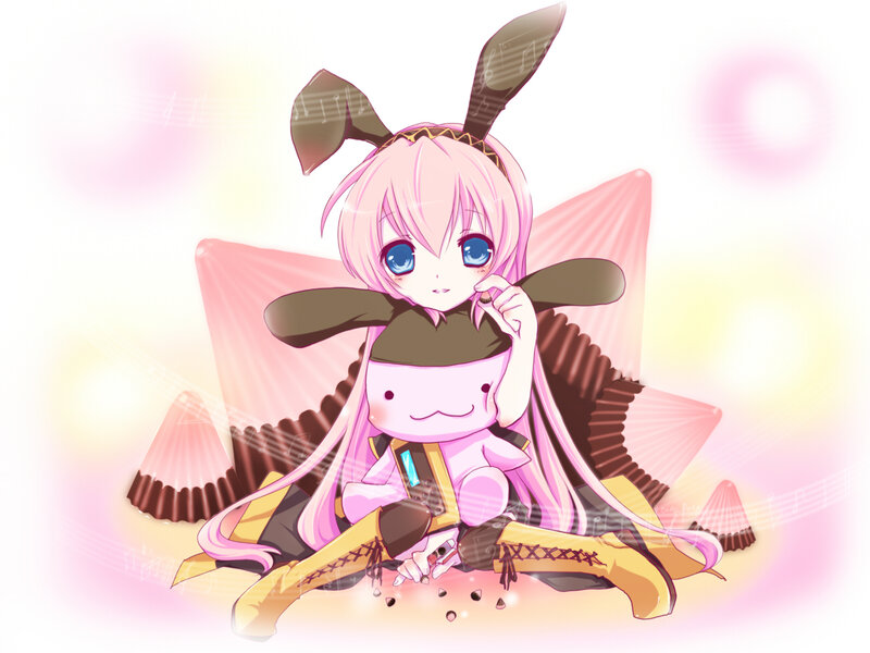 pink-haired anime girl with bunny ears
