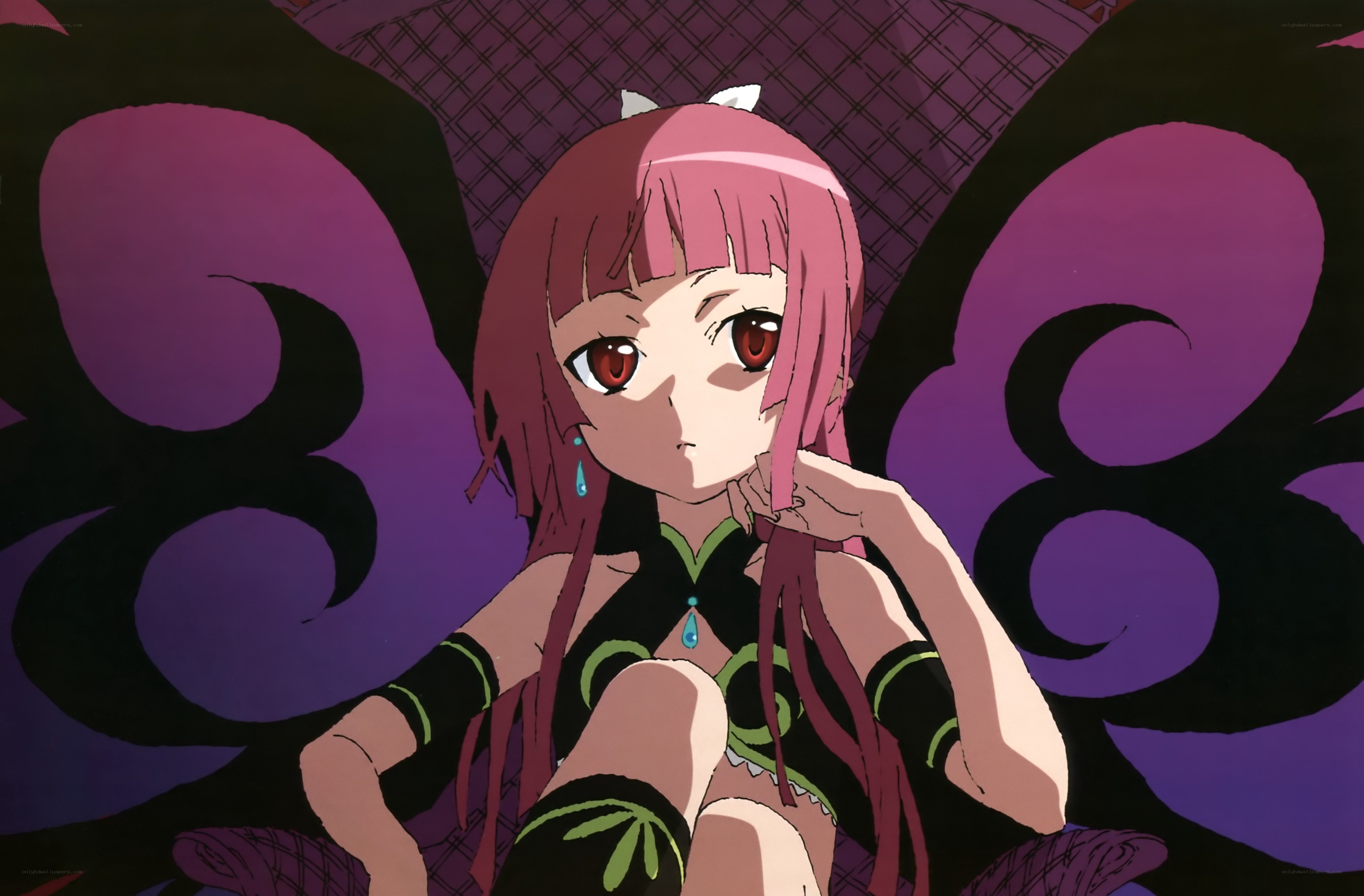 pink-haired anime girl with butterfly wings