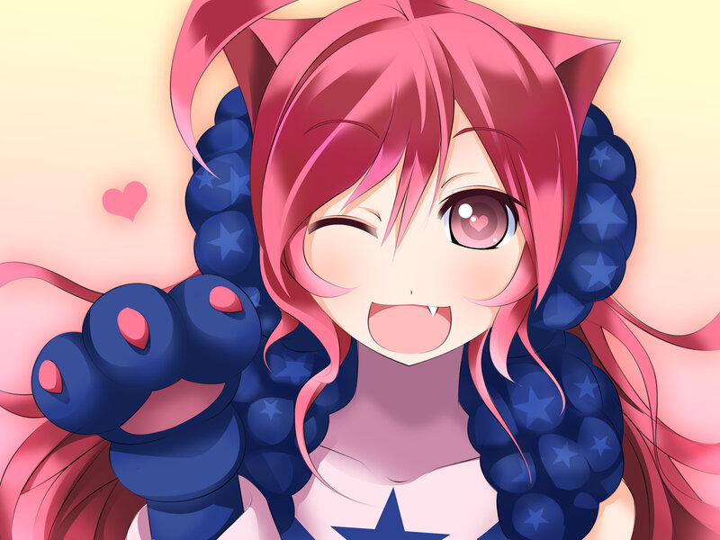 pink-haired anime girl with cat ears