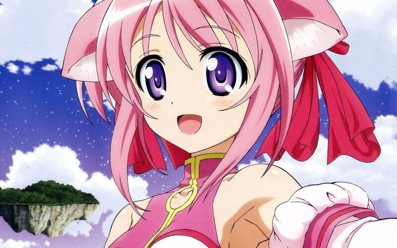 pink-haired anime girl with cat ears