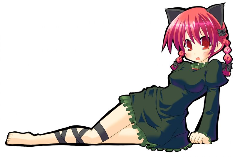 pink-haired anime girl with cat ears