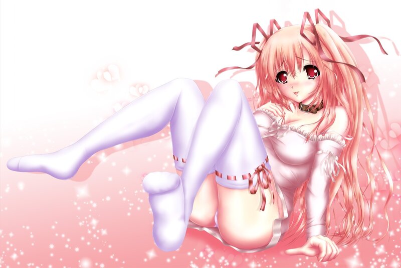 pink-haired anime girl with cat ears