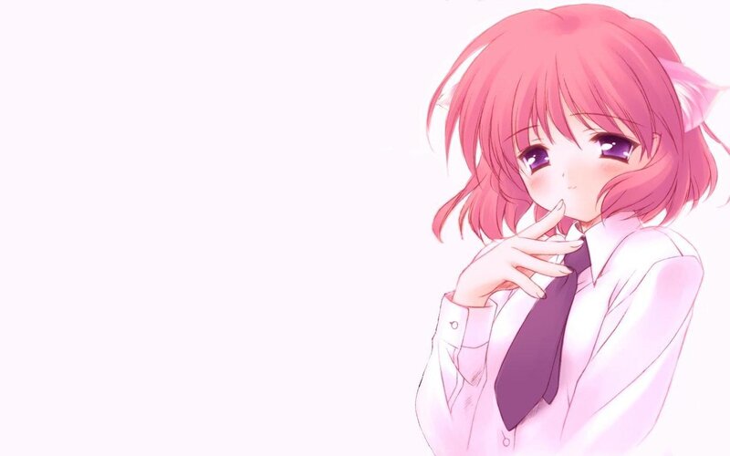 pink-haired anime girl with cat ears