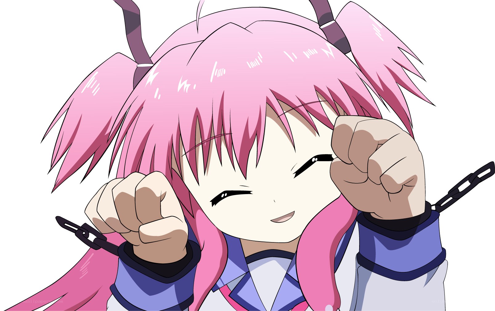pink-haired anime girl with chains