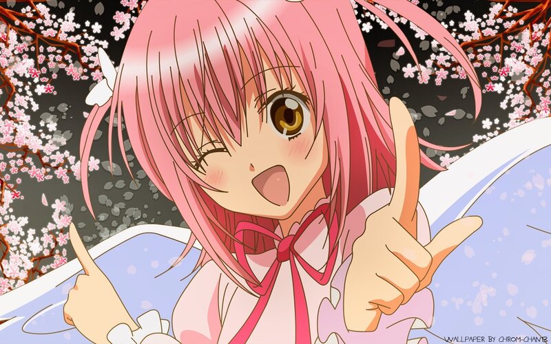 pink-haired anime girl with cherry blossoms