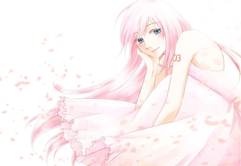 pink-haired anime girl with cherry blossoms