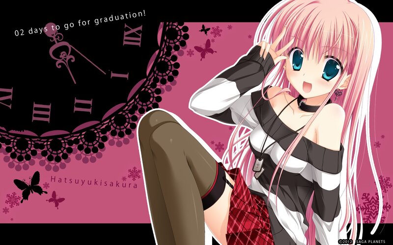 pink-haired anime girl with clock